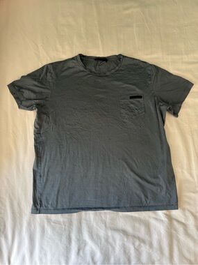Prada Men's Short Sleeve Crew T-Shirt — Steel Gray